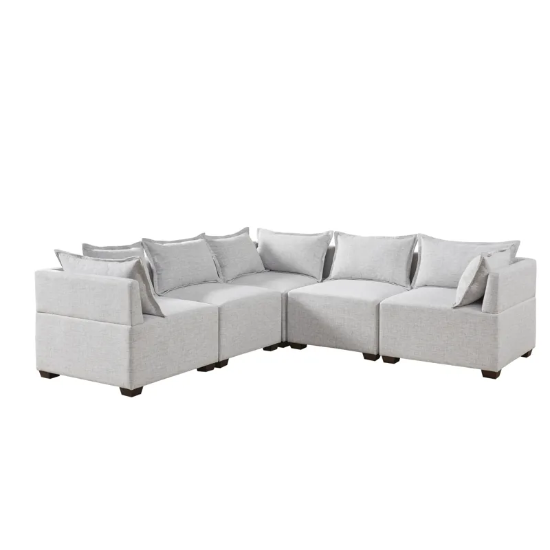 Molly 5-Piece Modular L-Shape Sofa - Silver Grey