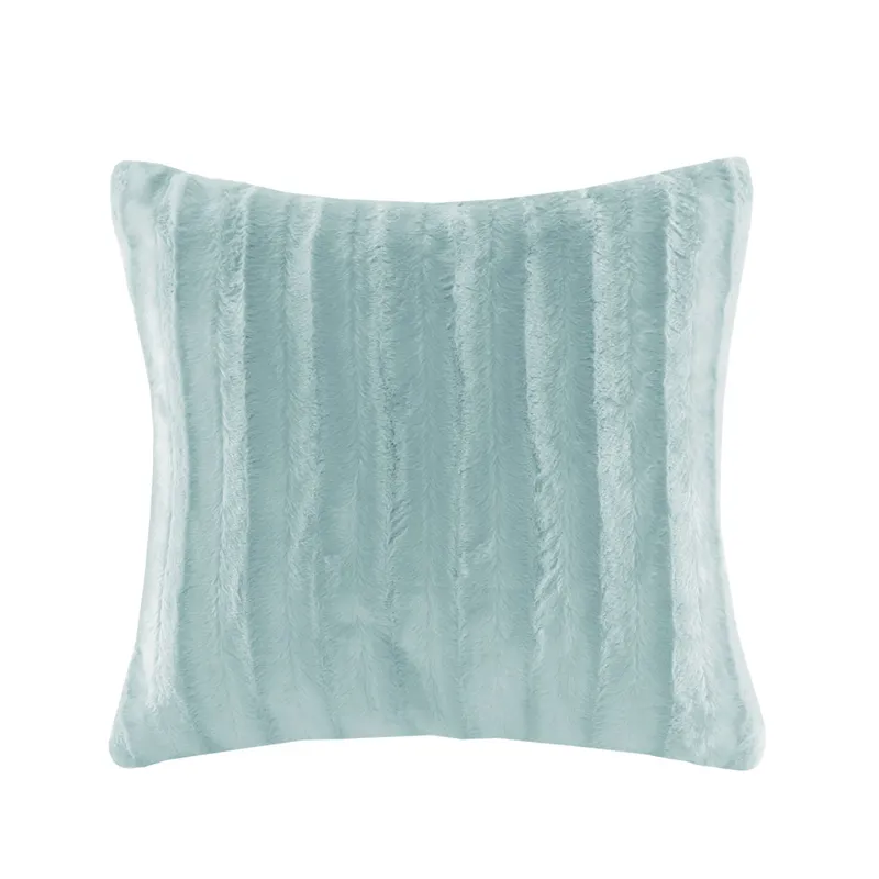 Duke Faux Fur Square Pillow - Blue