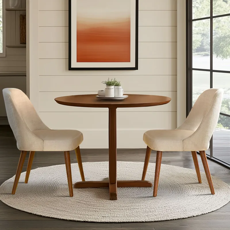 Nola Upholstered Dining Side Chairs with Cutout Back design (Set of 2) - Cream
