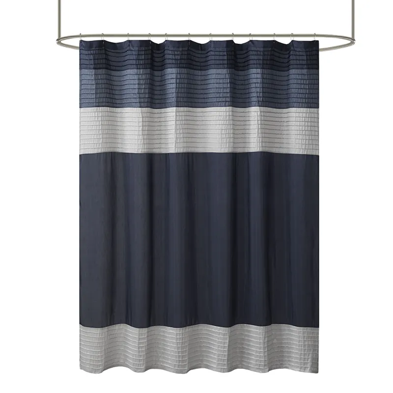 Amherst Faux Silk Shower Curtain - Navy