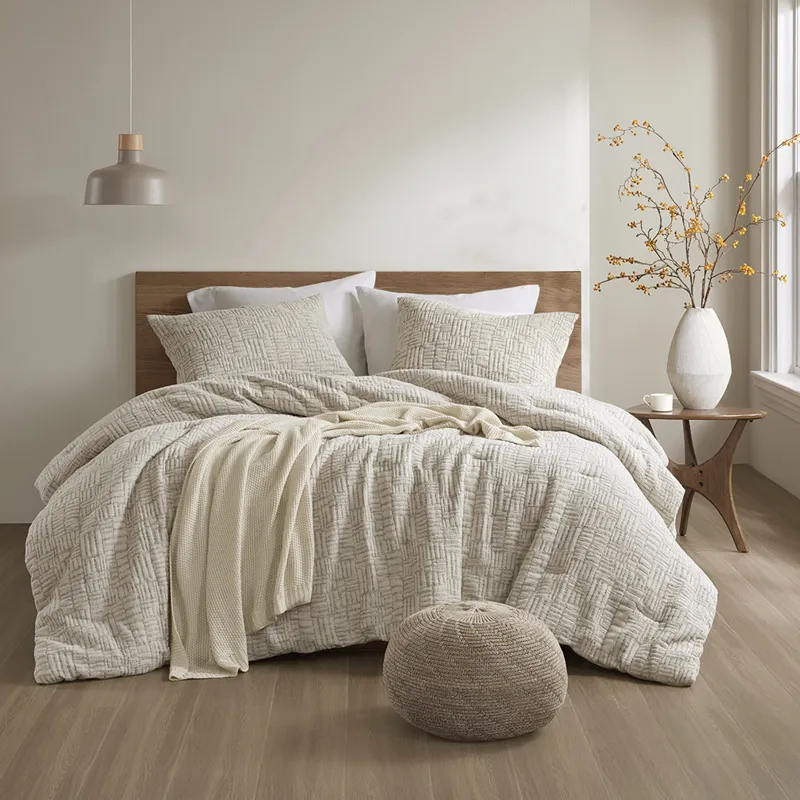 Harper Full/Queen Oversized Cotton Matelasse Comforter Set - Natural