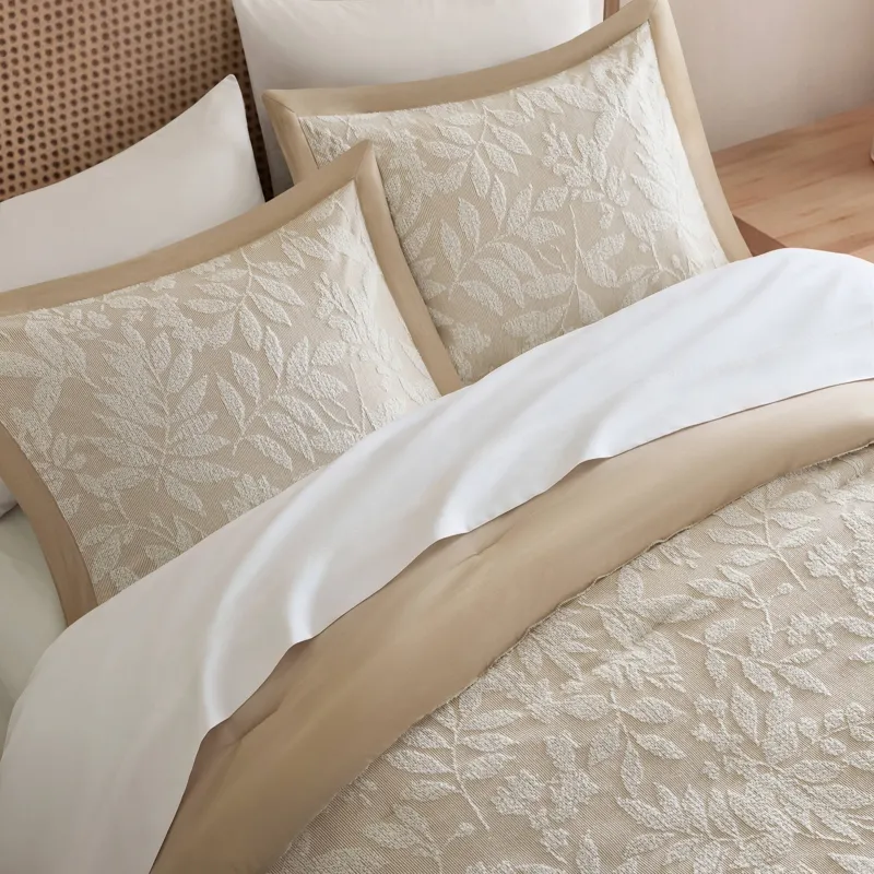 Harbor House Blue Harbor House Blue Solace Leaf 3-Piece Cotton Blend Botanical Jacquard Comforter Set