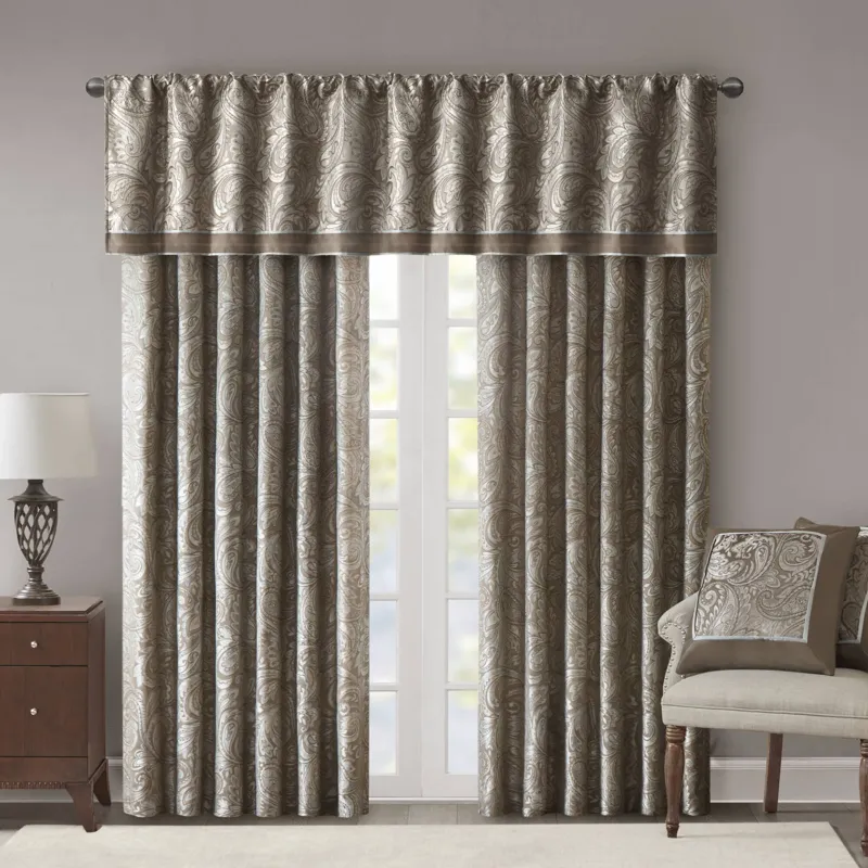 Madison Park Aubrey Jacquard Curtain Panel Pair