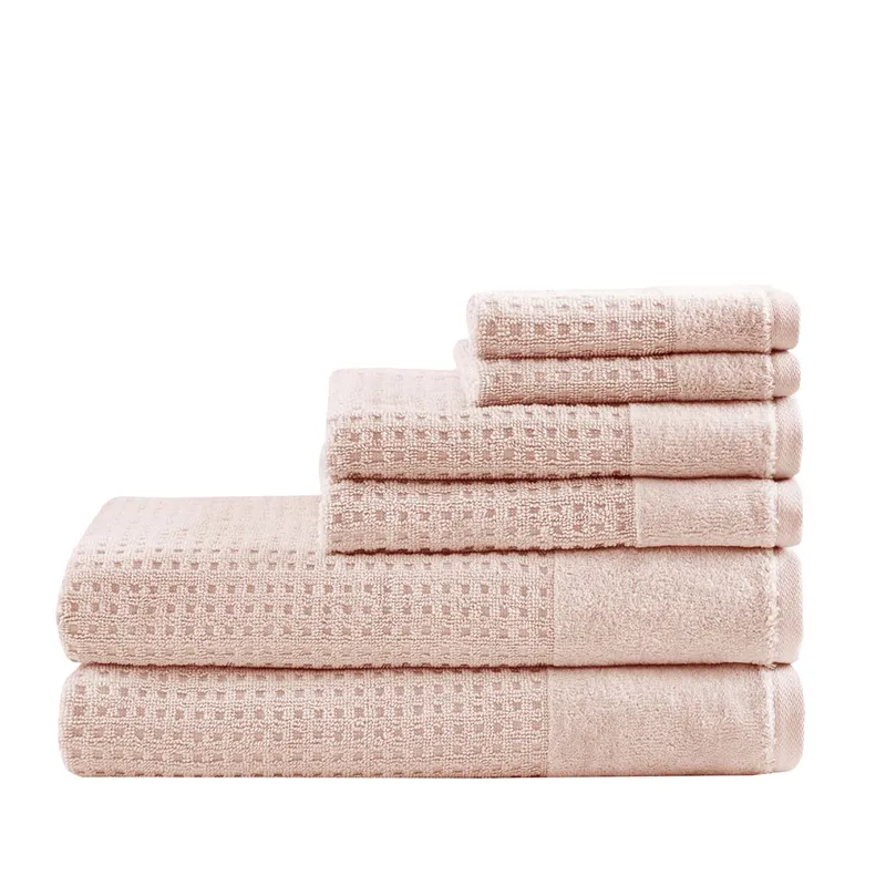 Madison Park Spa Waffle Cotton Jacquard Bath Towel 6 Piece Set
