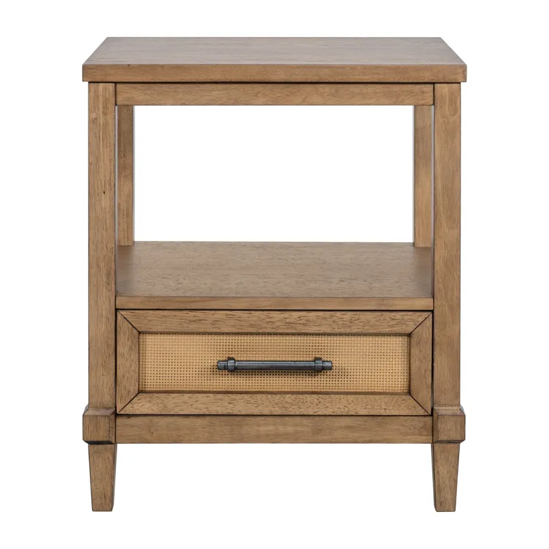 Salina Woven Cane Nightstand - Toasted Almond