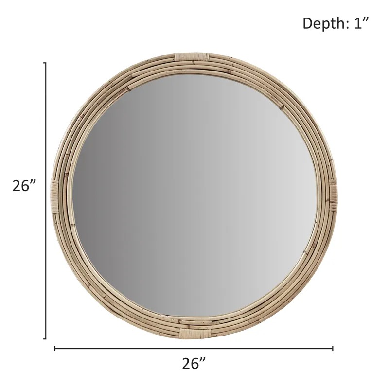 Luna Natural Rattan Round Wall Mirror - Natural