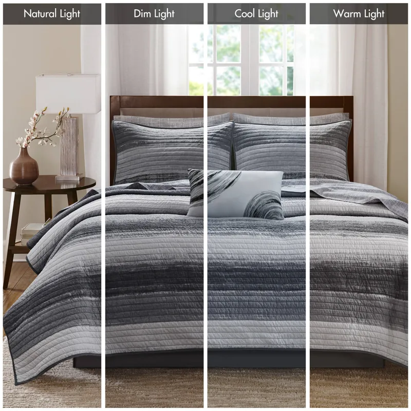 Madison Park Essentials Saben Quilt Set with Cotton Bed Sheets