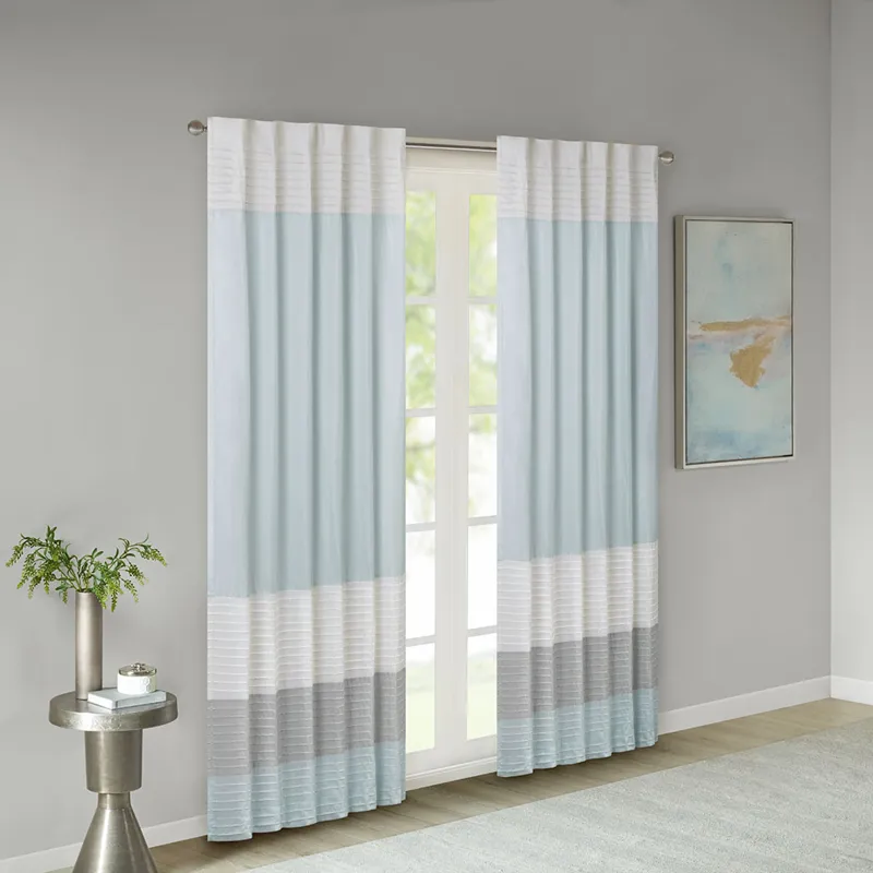 Amherst Polyoni Pintuck Curtain Panel - Aqua