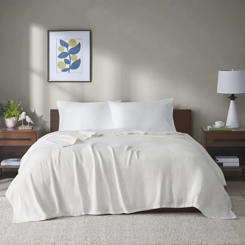 Madison Park Freshspun Basketweave Cotton Blanket