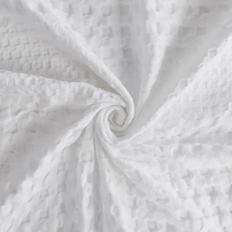 Madison Park Arlo Super Waffle Textured Solid Shower Curtain - White