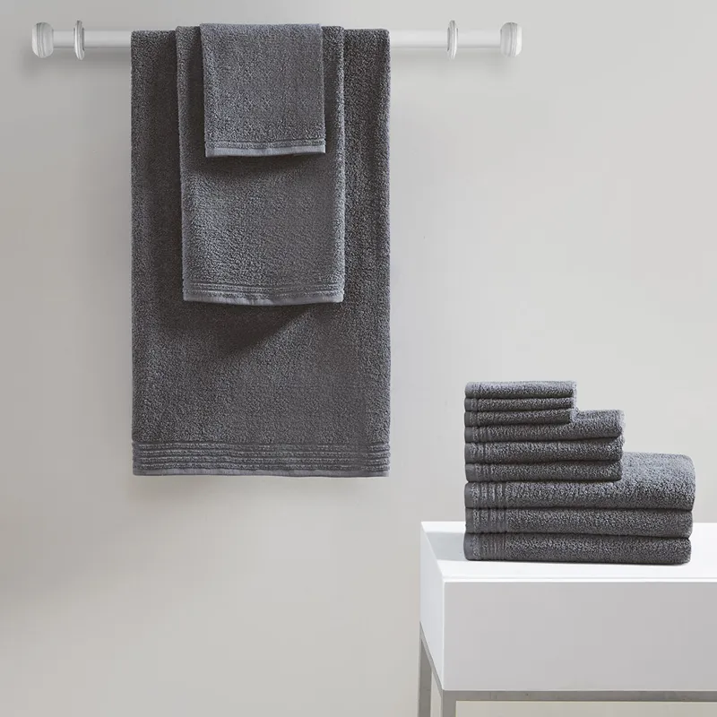 Big Bundle 100% Cotton Quick Dry 12 Piece Bath Towel Set - Grey