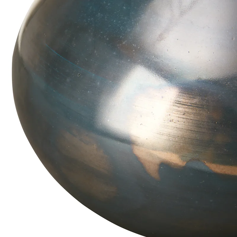 Lucia Blue and Bronze Decorative Glass Vases 3-piece set - Blue Metal