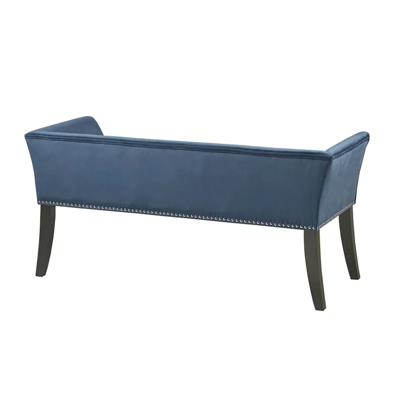 Welburn 49.5\" Upholstered Bench with Back & Wood Legs - Blue