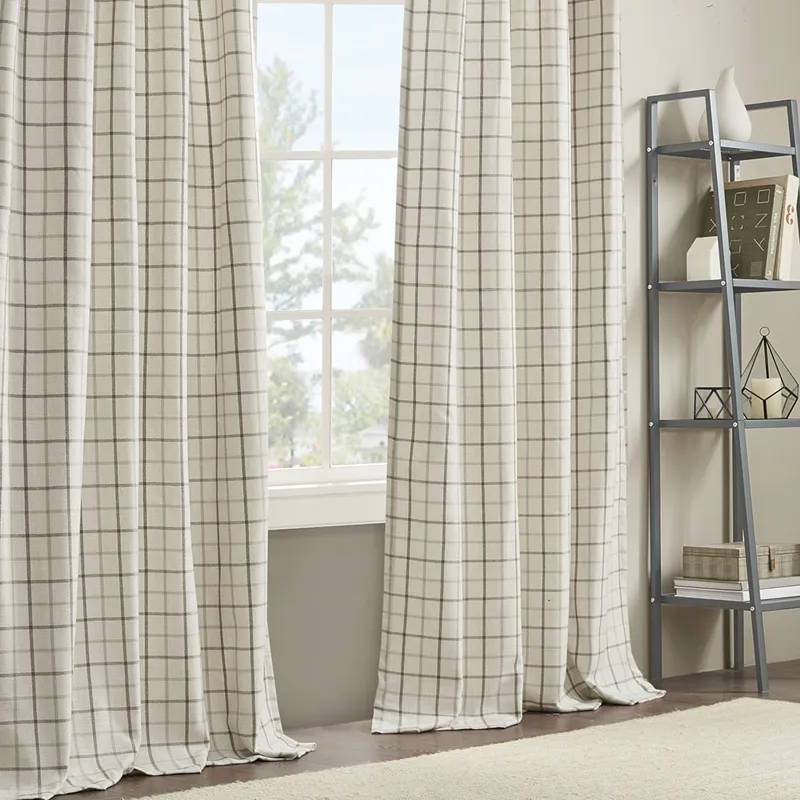 Madison Park Anaheim Plaid Rod Pocket and Back Tab Curtain Panel with Fleece Lining