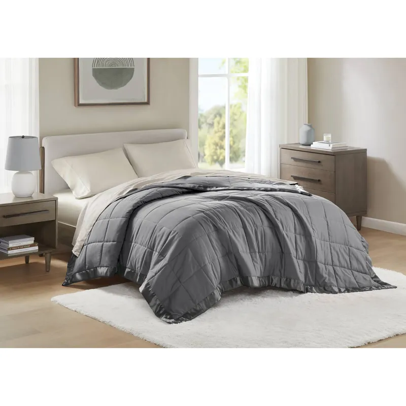 Madison Park Windom Lightweight Down Alternative Blanket with Satin Trim
