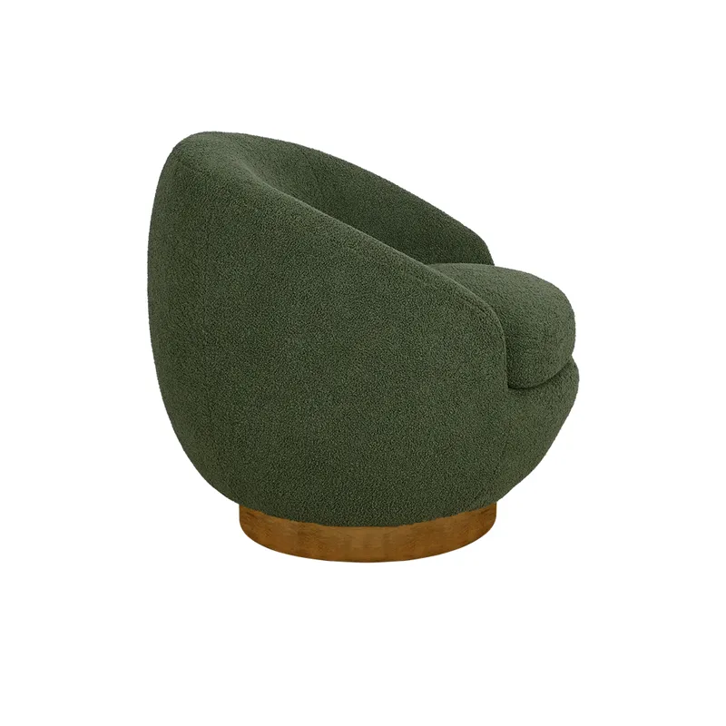 Jessel Shearling Sherpa Swivel Chair with Wood Base - Green