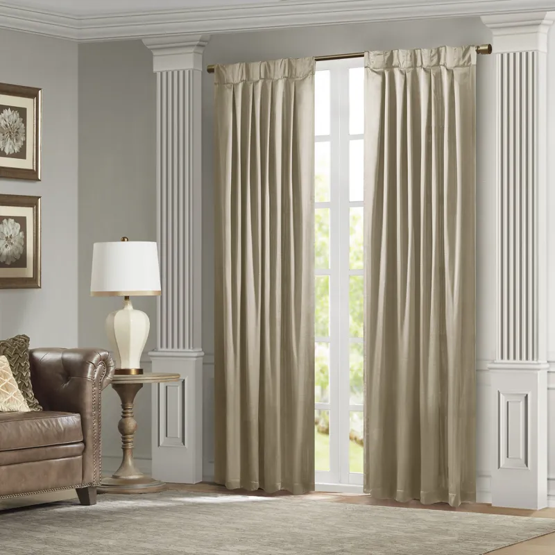 Avignon Pleat Curtain Panel with Tieback (Single) - Champagne