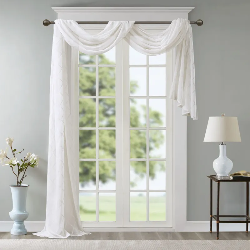 Madison Park Irina Diamond Sheer Embroidered Window Scarf