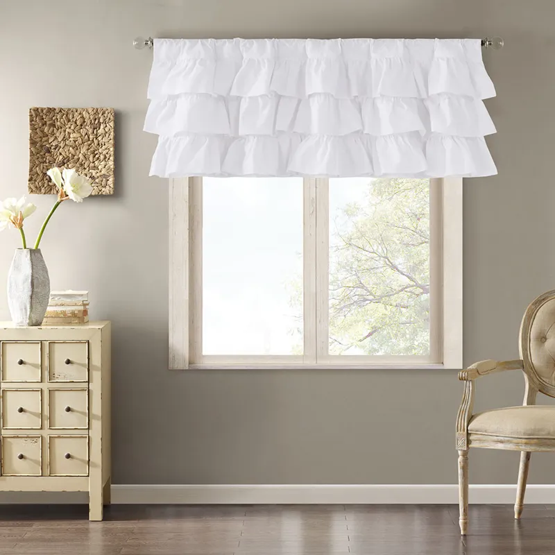 Madison Park Anna Cotton Oversized Ruffle Valance - White