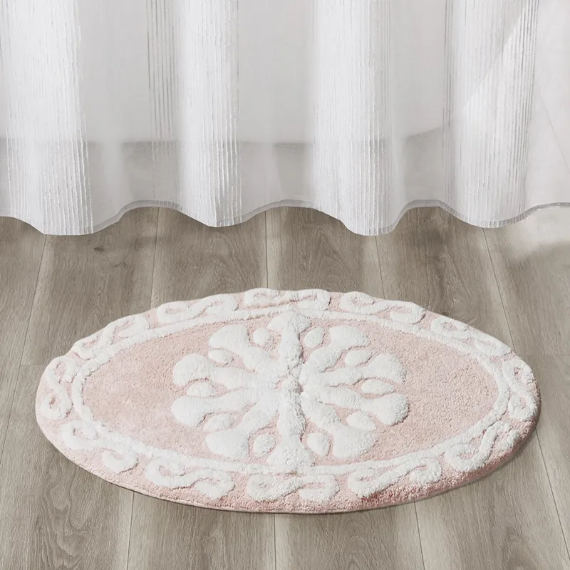 Casablanca Medallion Cotton Tufted Bath Rug - Pink