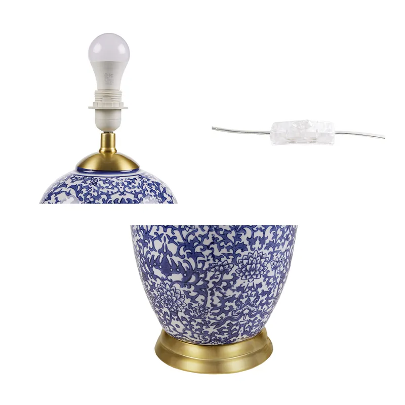 Mystique Blue Ceramic Ginger Jar Table Lamp - Blue