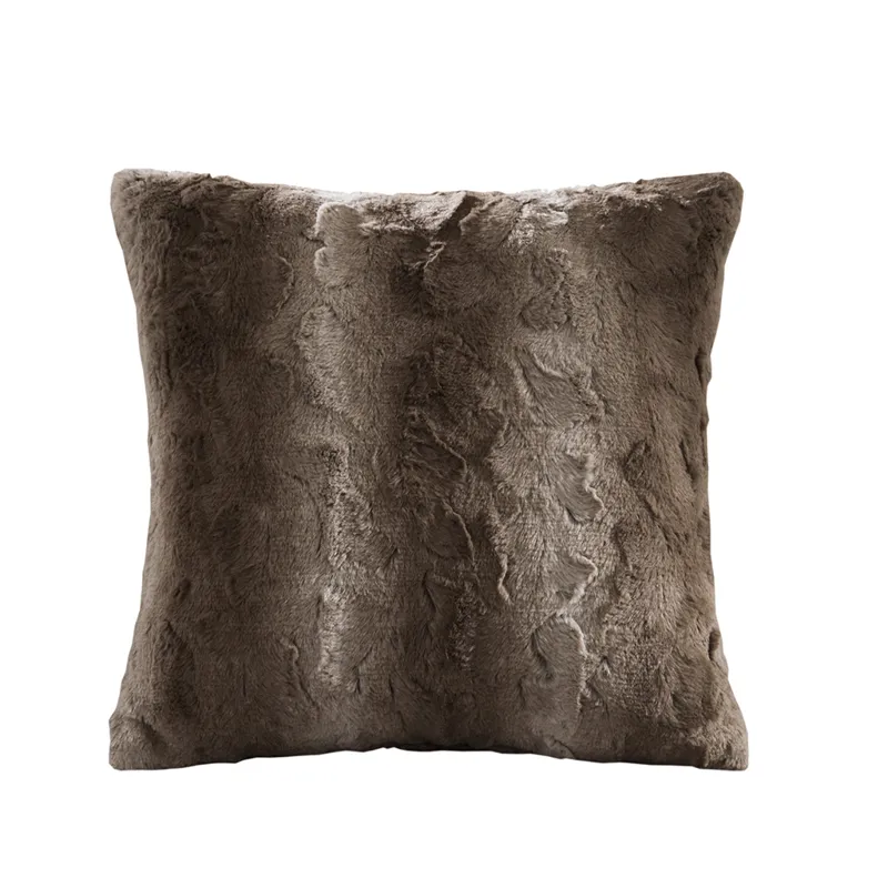Zuri Faux Fur Square Pillow - Tan