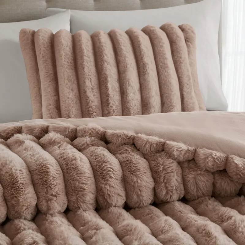 Madison Park Jasmine 3 Piece Faux Fur Comforter Set