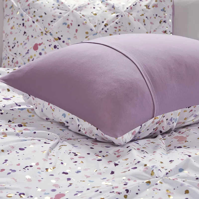 Abby/Lara/Nicole Twin/Twin XL Metallic Printed and Pintucked Comforter - Plum