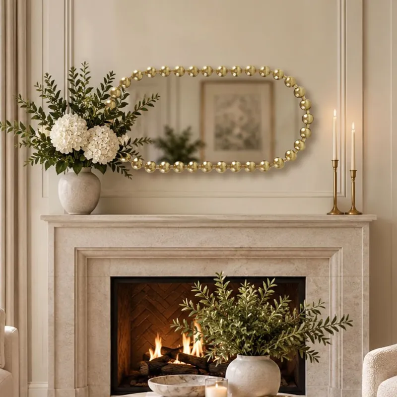 Madison Park Signature Marlowe 18X36 Oval Beaded Wall Mirror - Gold