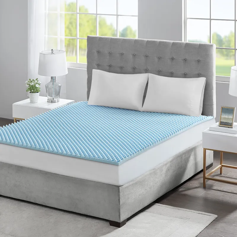 1.5\" Gel Memory Foam Full All Season Reversible Hypoallergenic 1.5\" Cooling Mattress Topper - Blue
