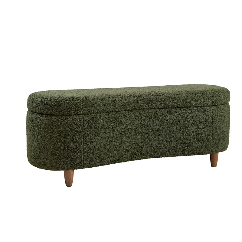 Bailey Boucle Flip Top Storage Bench - Green