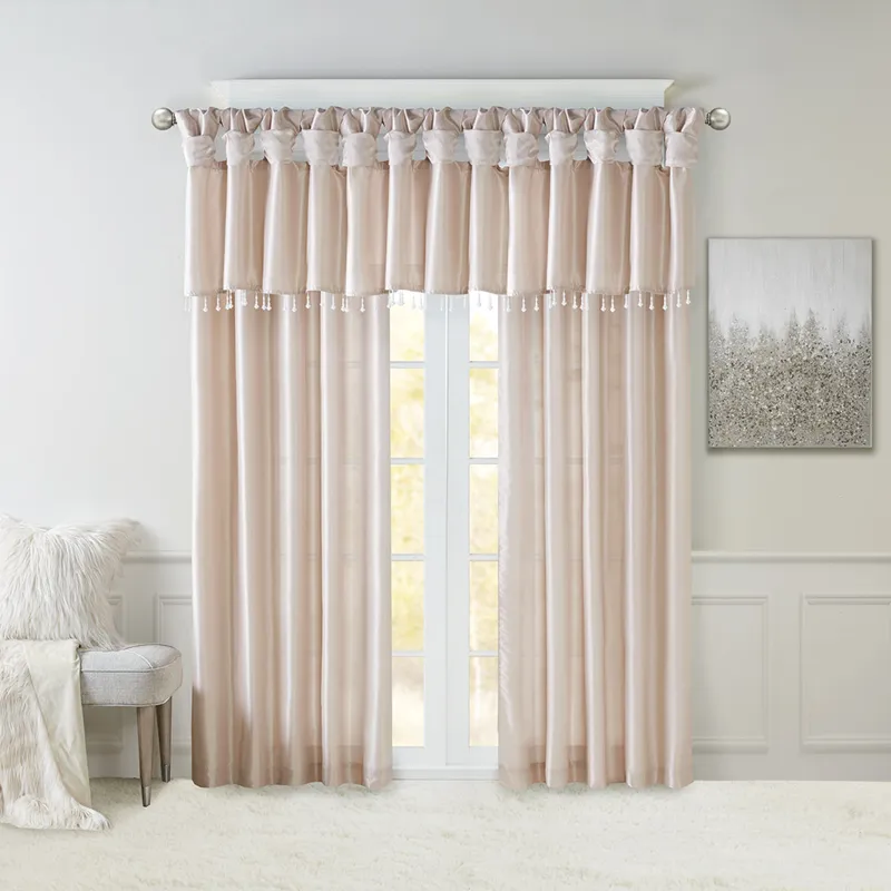 Madison Park Emilia Lightweight Faux Silk Valance With Beads