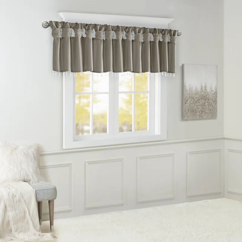 Madison Park Emilia Lightweight Faux Silk Valance With Beads