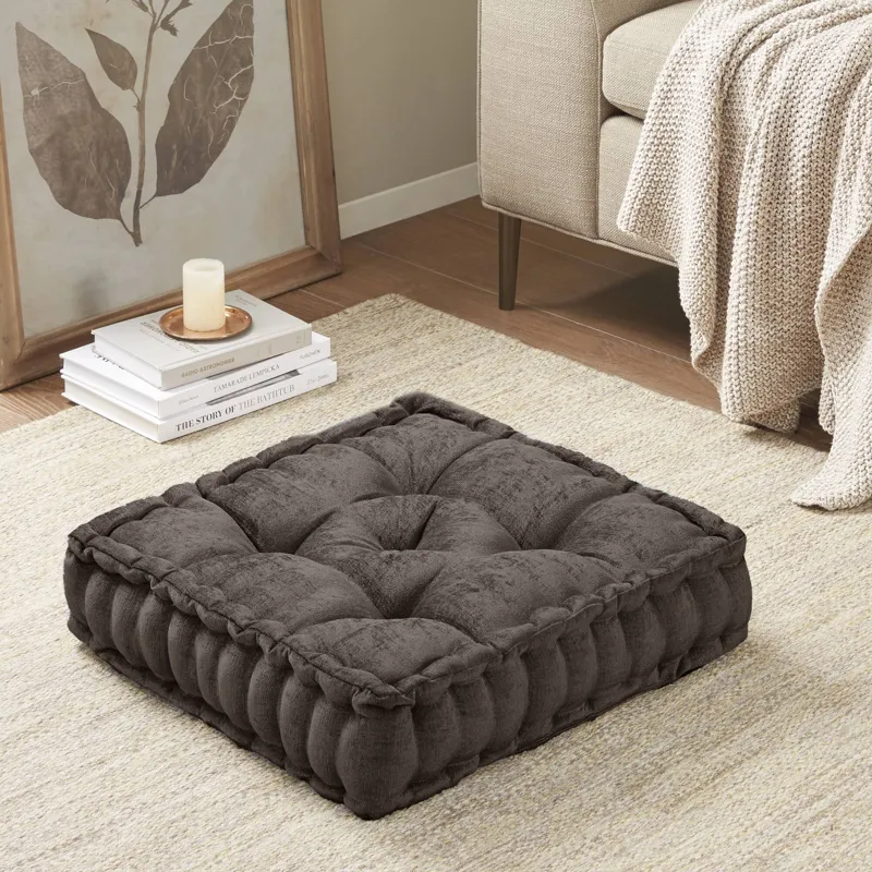 Intelligent Design Azza Poly Chenille Square Floor Pillow Cushion Compress Pack