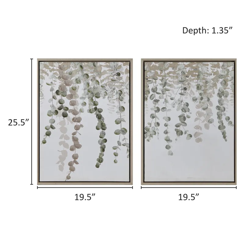INK+IVY Botanical Waterfall Eucalyptus 2-piece Framed Canvas Wall Decor Set - Green