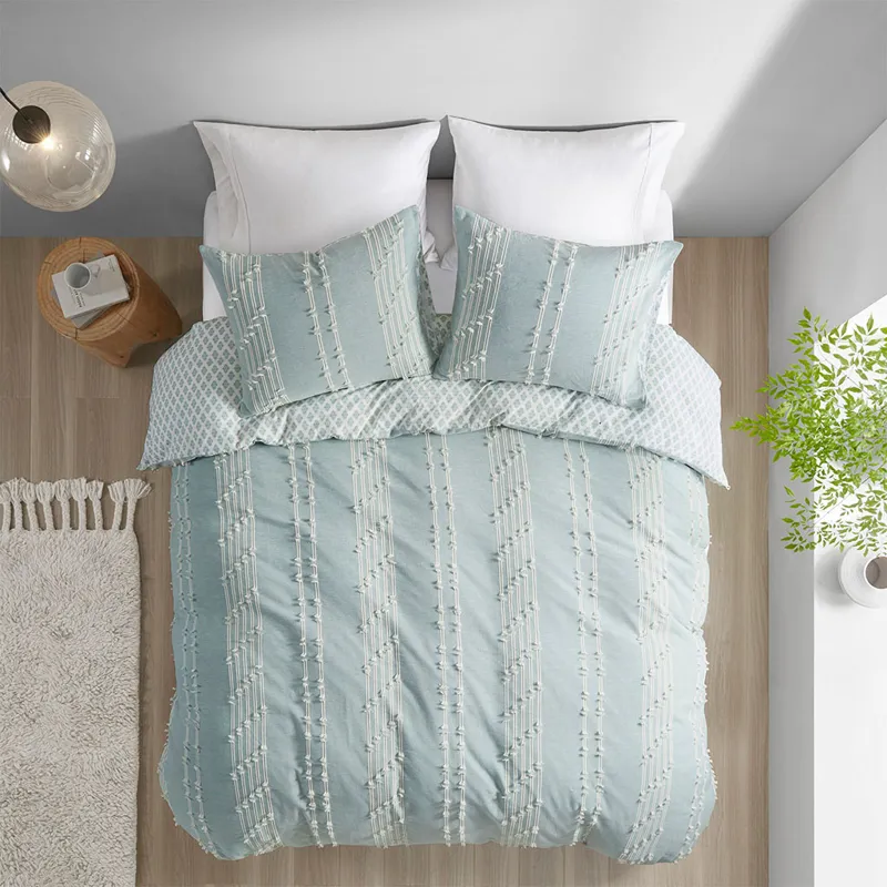 INK+IVY Kara 3 Piece Cotton Jacquard Duvet Cover Set