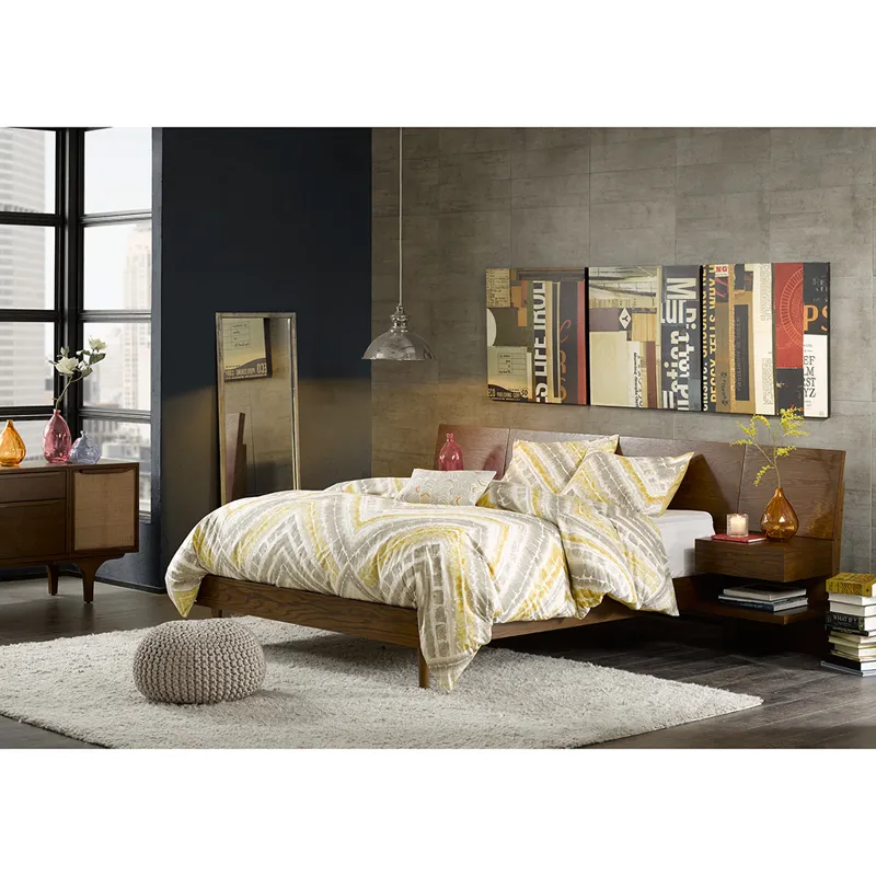 Clark King Bed with 2 Nightstands - Pecan
