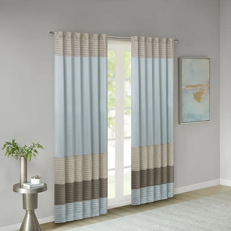 Amherst Polyoni Pintuck Curtain Panel - Blue
