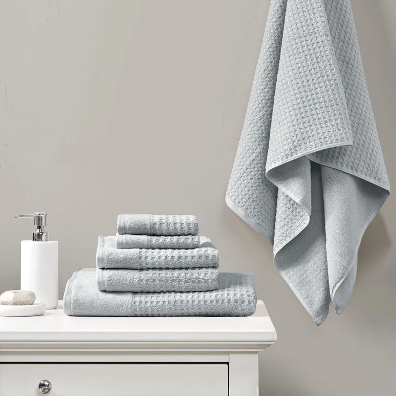 Madison Park Spa Waffle Cotton Jacquard Bath Towel 6 Piece Set