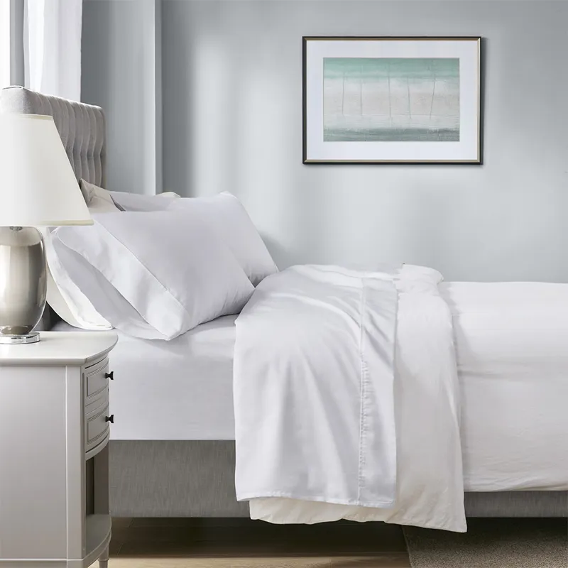 1000 Thread Count California King HeiQ Smart Temperature Cotton Blend 4 PC Sheet Set - White