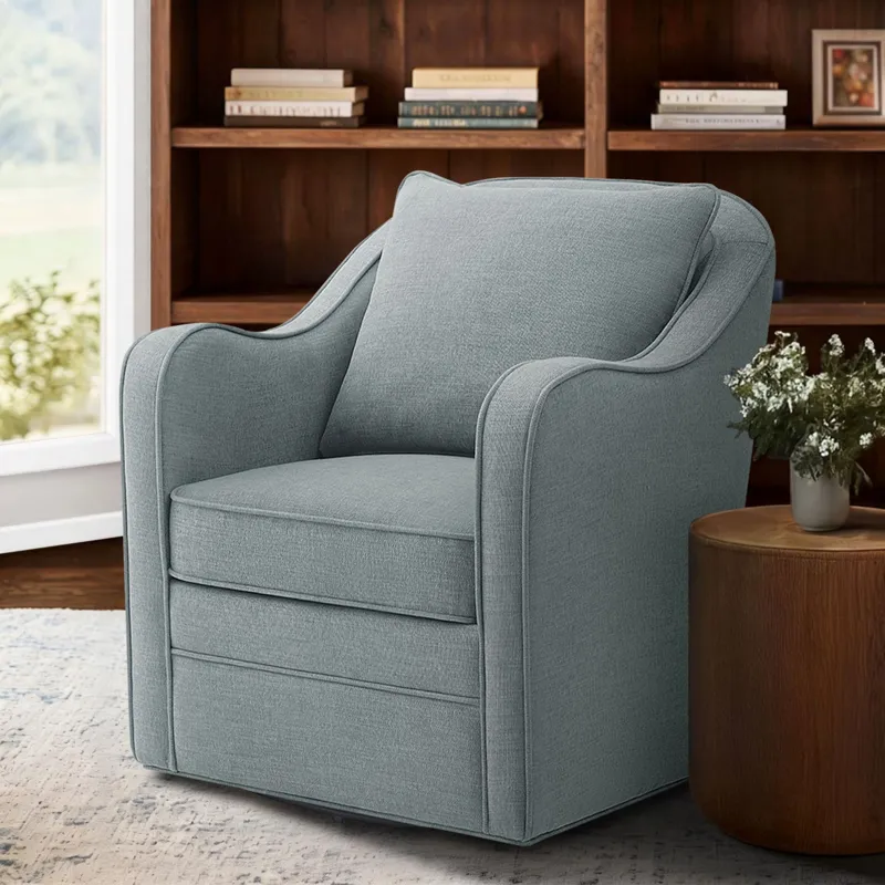 Madison Park Brianne Upholstered Swivel Curved Armchair