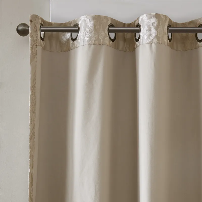 SunSmart Mirage Knitted Jacquard Damask Total Blackout Grommet Top Curtain Panel