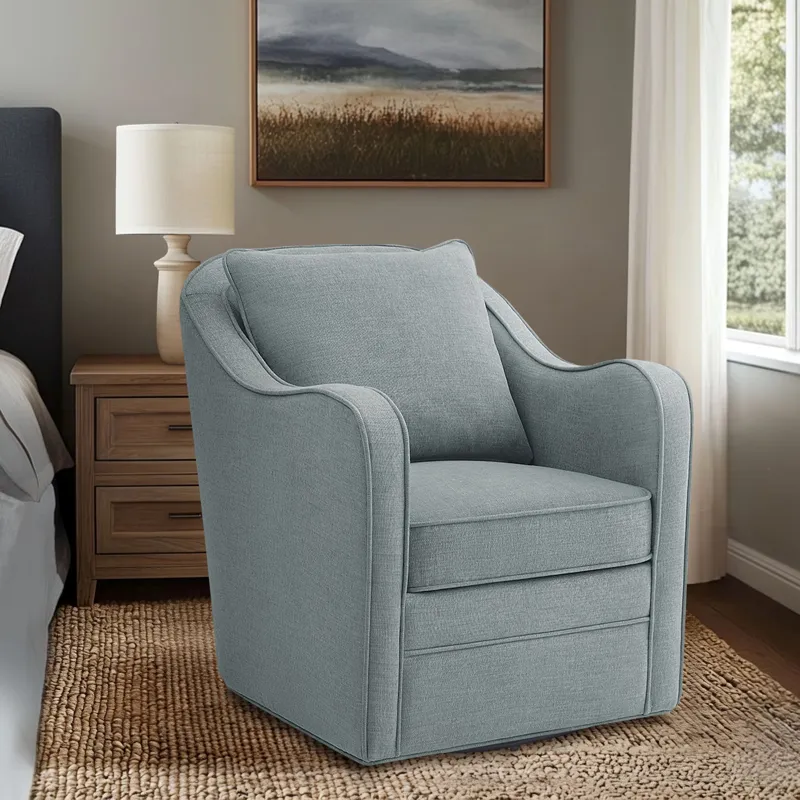 Madison Park Brianne Upholstered Swivel Curved Armchair