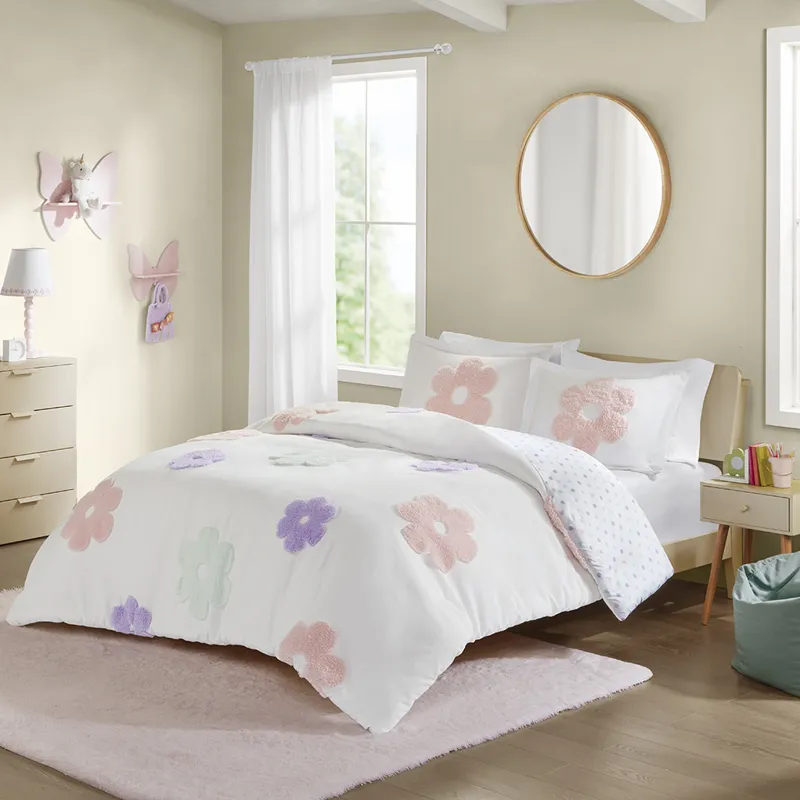 Urban Habitat Kids Gracie Floral Reversible Tufted Chenille Duvet Cover Set