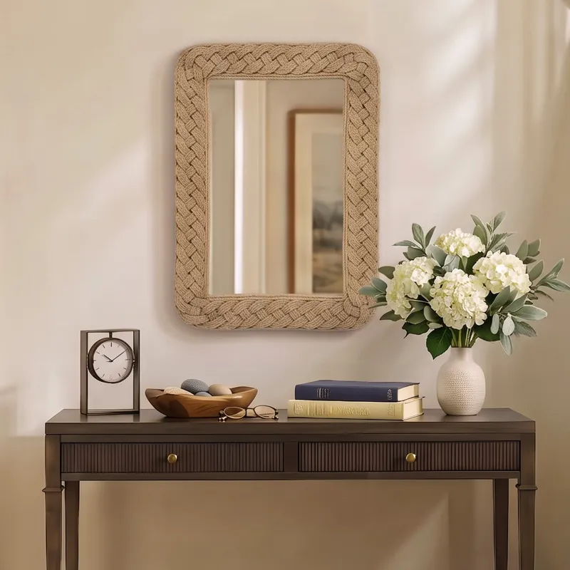 Martha Stewart 26X30 Handwoven Braided Jute Wall Mirror Maevel Driftwood - Natural