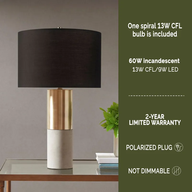 Fulton Fulton Metal and Concrete Table Lamp - Gold/Grey/Black