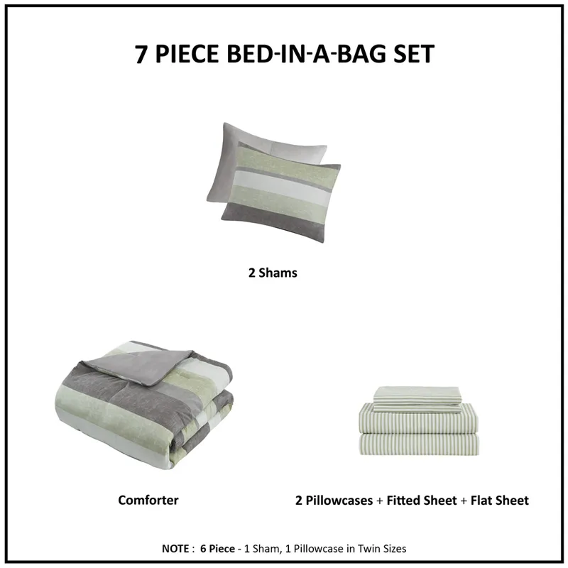 Madison Park Essentials Jaxon Stripe Comforter Set with Bed Sheets
