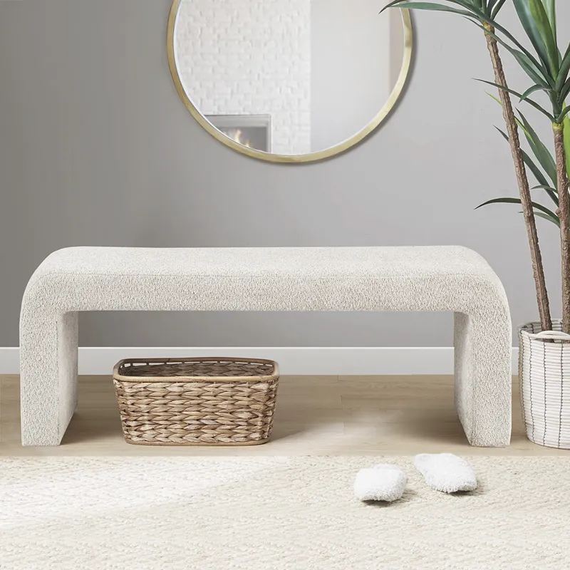 Steve Boucle Waterfall Bench - Cream