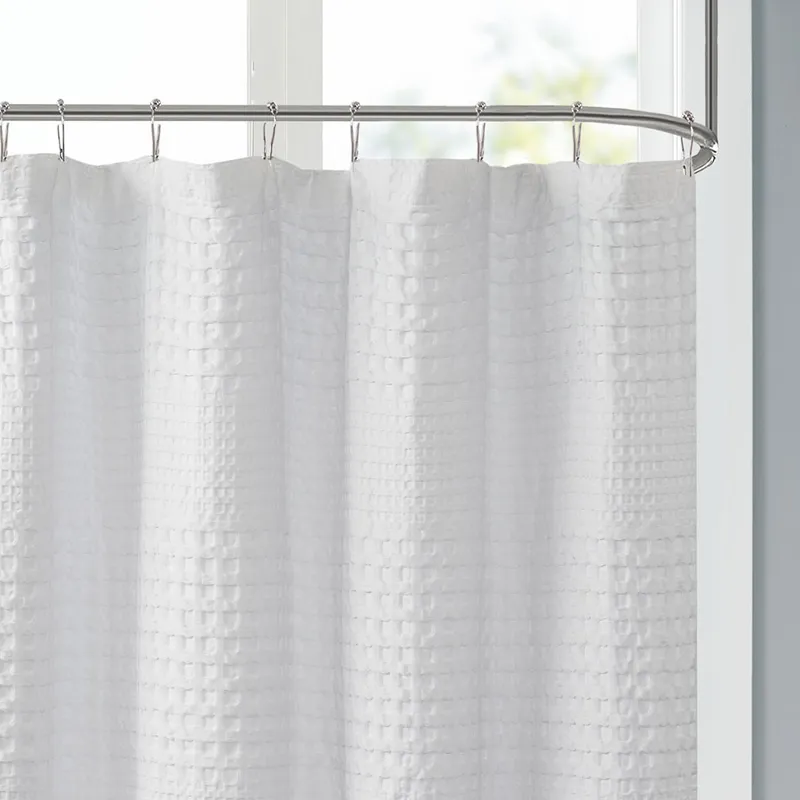 Madison Park Arlo Super Waffle Textured Solid Shower Curtain - White