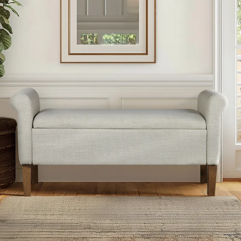 Aubrey Upholstered Storage Bench - Natural